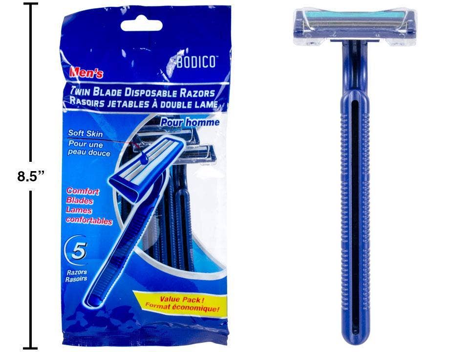 Bodico - Wholesale Razor - Bodico, 5-pc Mens/Ladies Razors,S/S twin blade3