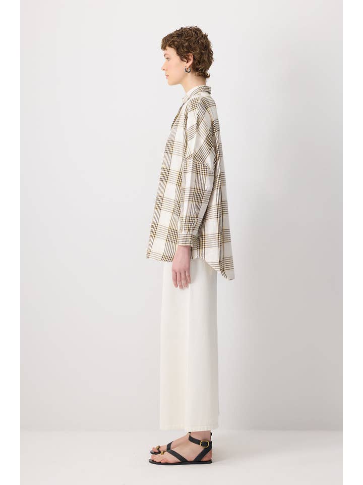 Yellow RELAXED FIT FLANNEL COTTON SHIRT for wholesale on Faire