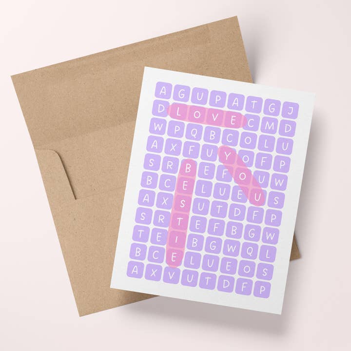 Love You Bestie Word Search Puzzle Valentine's Day Card for wholesale by Wee Birdy