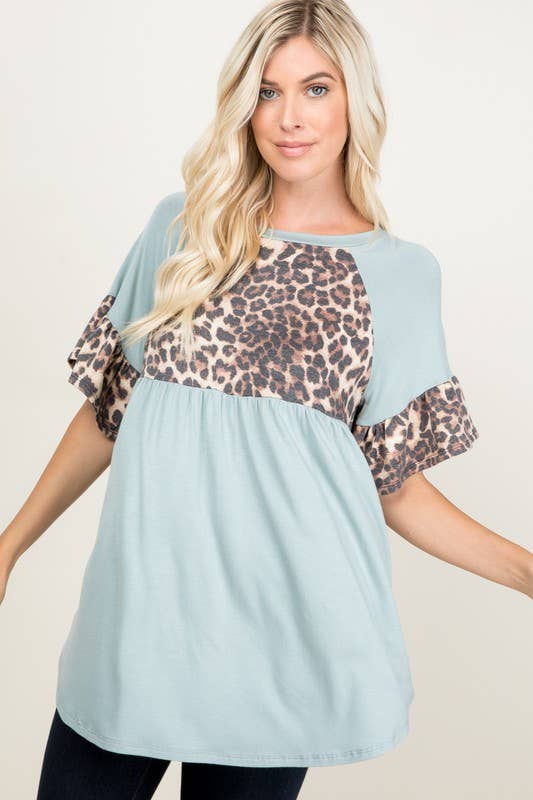 Emerald Collection – Engroshandel Tunika - Dame – ETK-5126 Babydoll Dyreprint Kontrast Tunika1