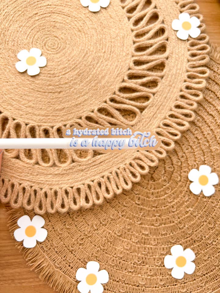 Hydrated Bitch is A Happy Bitch Clear Vinyl Fitness Sticker for wholesale by Koll Designs