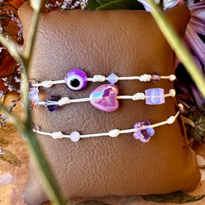 Dreifach-Pop-Armband in Rosa, Violett und Flieder für den Großhandel von Atypiquement