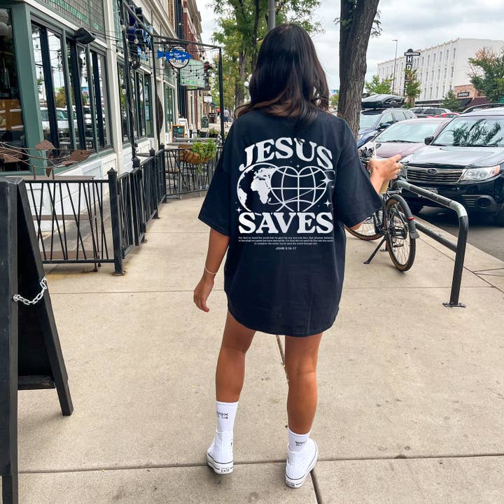 Jesus Saves Tee for wholesale by GLO- God's Love Overcomes