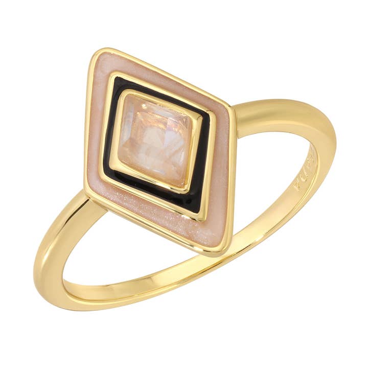 Ty Ring - Black/Moonstone for wholesale by Leeada Jewelry