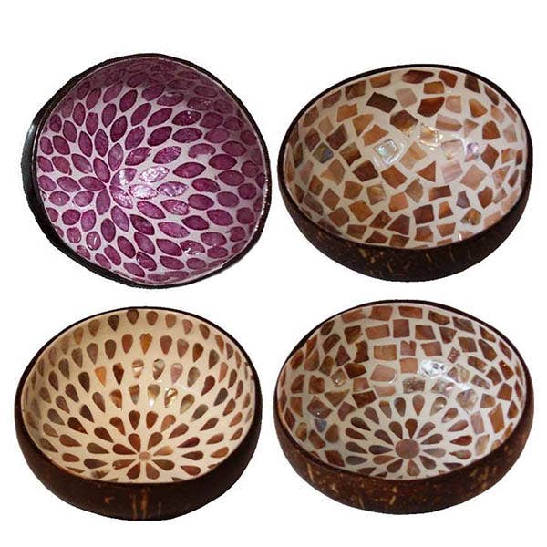 JUMI - Wholesale Serve Bowl - Assorted Decorative Irregular Lacquered Coconut Colors