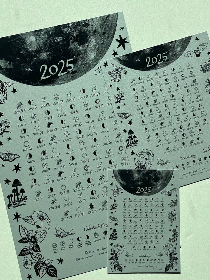 Affiche du calendrier céleste 2025 de 11'' x 17'' pour la vente par Rivtak
