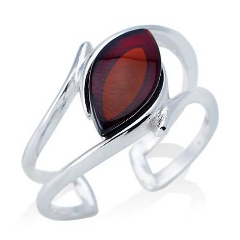 Ring med konjakbärnsten från Baltic Navette, sterlingsilver för wholesale av OPALOOK France