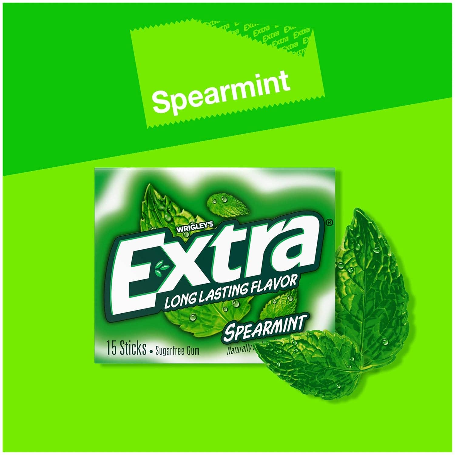 Snacky Candy - Wholesale Chewing Gum - Extra Gum Slim Pack Spearmint 15 stick 10 packs4