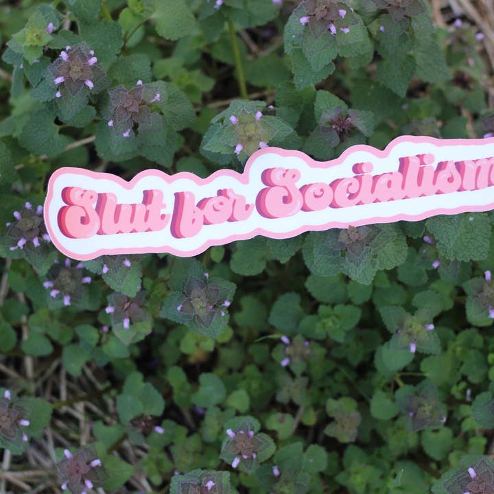 Thrifty and Nifty Goods – wholesale Sticker – Slut for Socialism Sticker (mini bumper sticker)