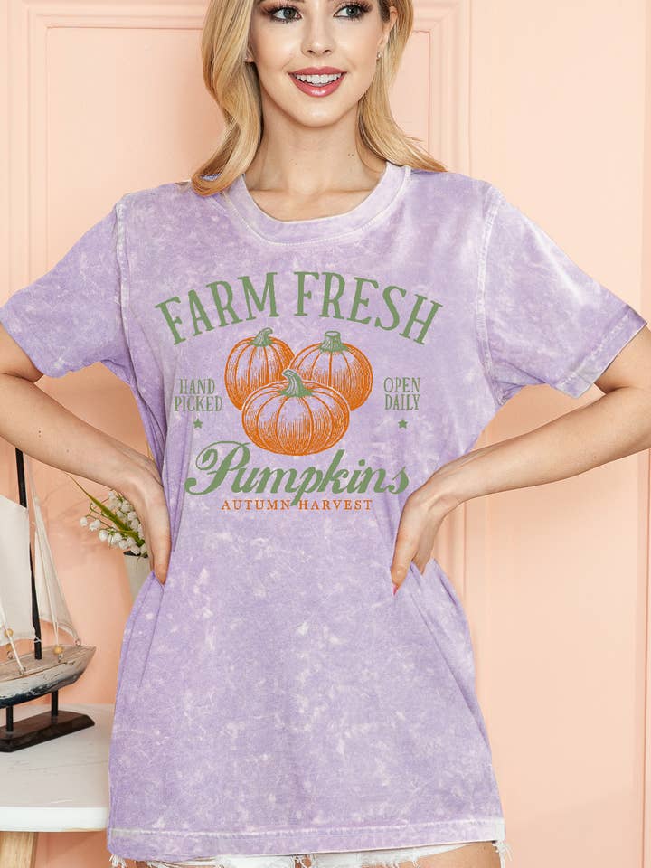 Maglietta BT2077 MT FARM FRESH PUMPKINS Mineral Wash per la vendita all'ingrosso da parte di BouTeeQue Closet