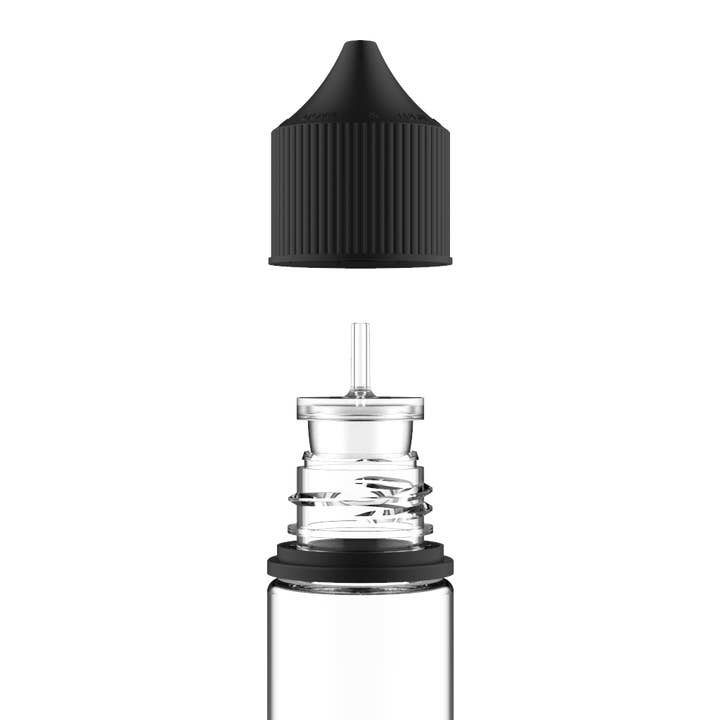 Copackr - Wholesale Travel Container - Chubby Gorilla 60ML Unicorn Bottle - Clear Bottle / Black Cap - V37
