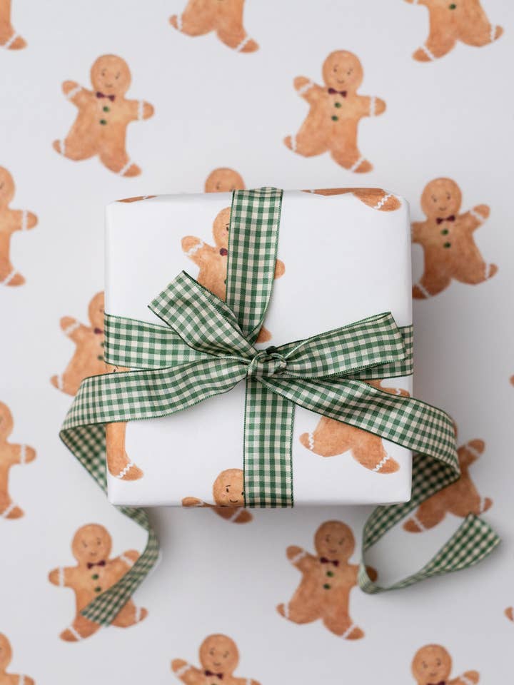 WS219 Gingerbread Man Christmas Gift Wrap | FSC Paper for wholesale by Western Sketch