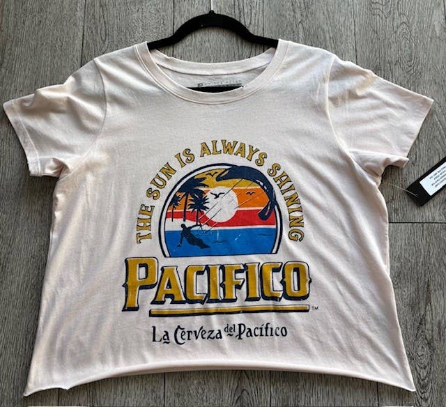 PEACH PACIFICO SURFER BOYFRIEND CROP for wholesale on Faire