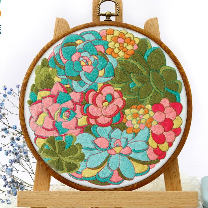 Succulents Embroidery Kit for wholesale by Awesome Pattern Studio