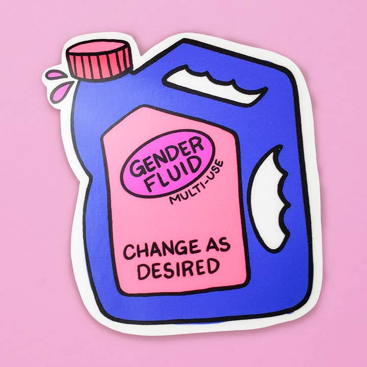 Gender Fluid Sticker for wholesale by Little Rainbow Paper Co