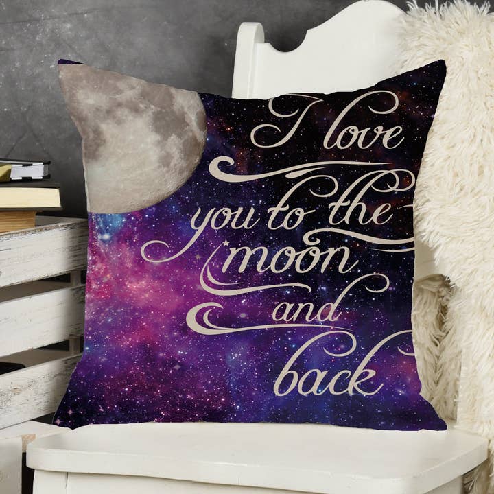Love you to the Moon and Back Throw Pillow for wholesale by Potter's Printing