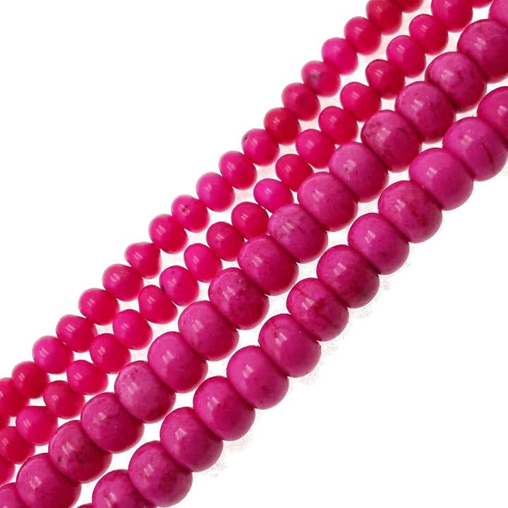 CRCBEADS - Wholesale Beads - Pink Magnesite Turquoise Smooth Rondelle Beads 3x4mm 4x6mm 15.5" Strand2