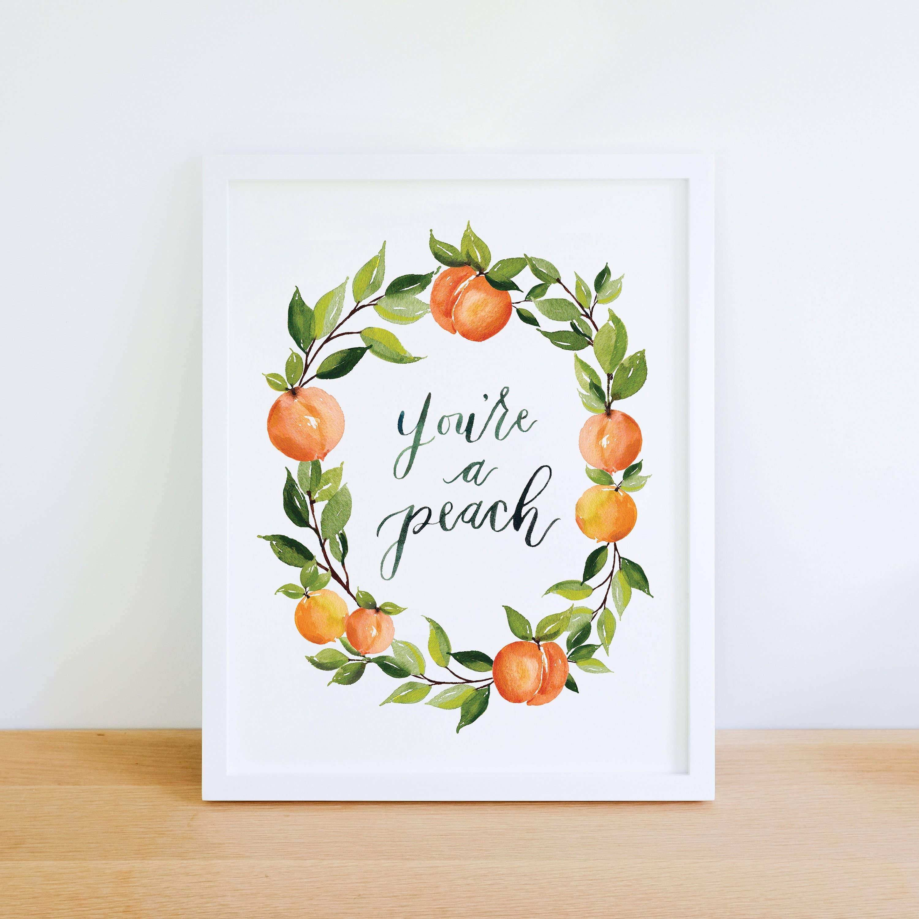Huntington Letters - Wholesale Art Print - You're A Peach Print, Peach Themed Bathroom, 8 x 10 Watercolor Peach Art, Georgia Peach Art, You're a Peach Quote2