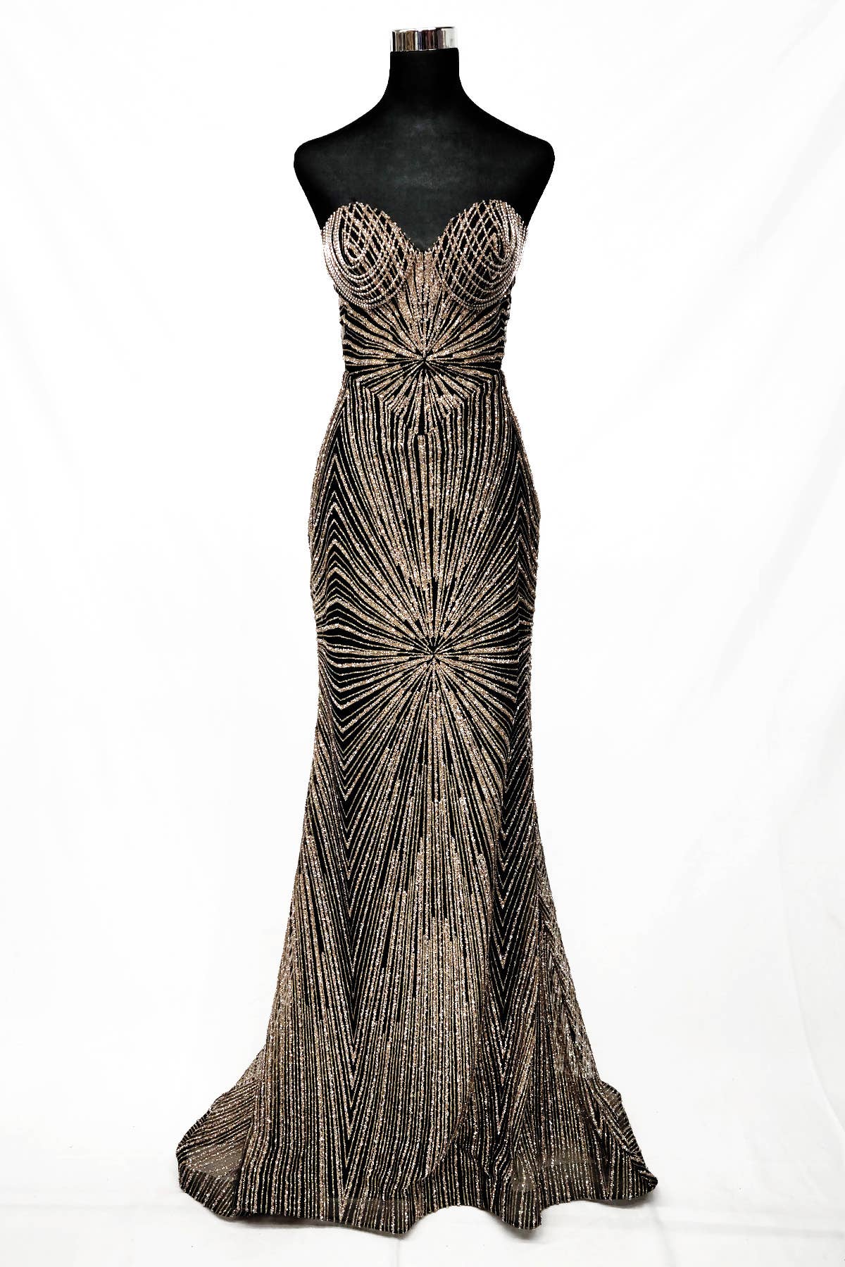 Chicas - Wholesale Gown - Women's - Long sparkling mermaid dress with hanging jewels CF0010