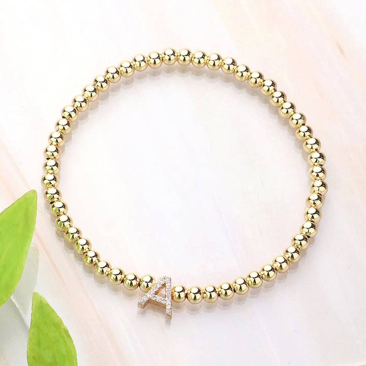 Wona Trading, Inc. - Wholesale Beaded Bracelet - SECRET BOX_ Monogram Initial Stretch Bracelet