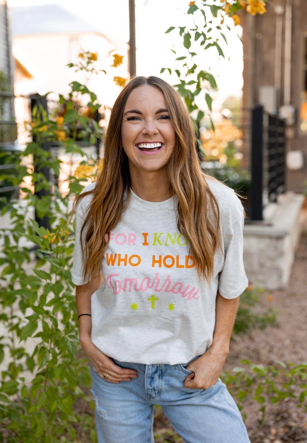 Jadelynn Brooke – Großhandel T-Shirt mit Siebdruck – Damen – Wer hält morgen (Oatmeal) - SS