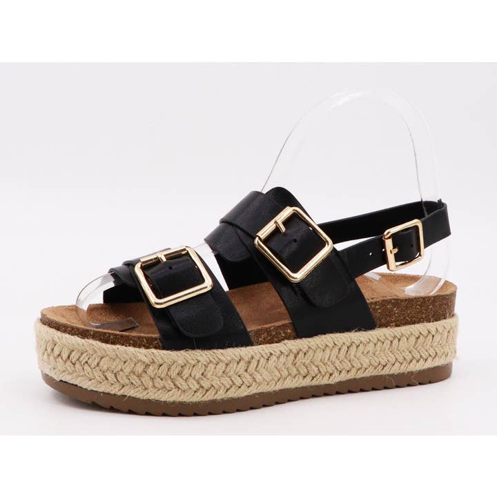 Mars Sky Shoes Wholesale - Wholesale Sandals - Women's - Bamboo BRAKE-07 Espadrille Cork Sole Double Buckle Sandals