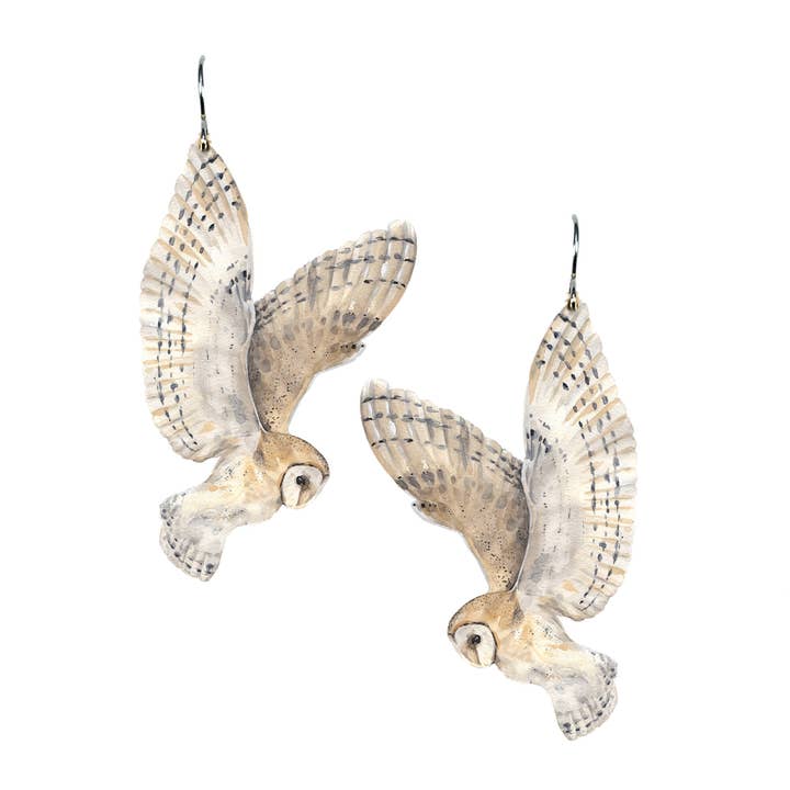 Barn Owl In Flight Earring EA89 for wholesale by ARTISTA