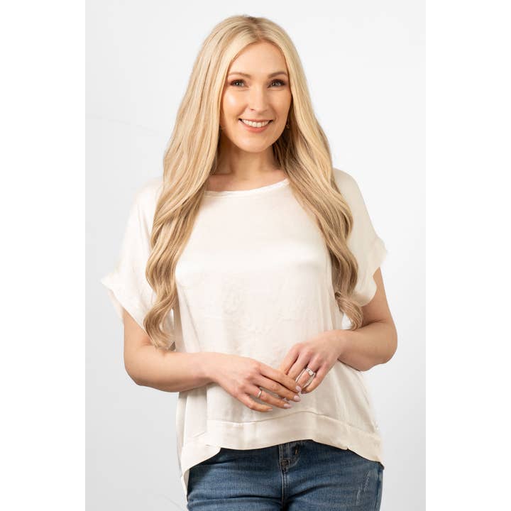 Emme Short Sleeve Box Top - Cream for wholesale by Sarta