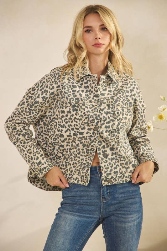 Pink Irene Wholesale - Wholesale Jacket - Women's - Leopard Printed Denim Jacket16