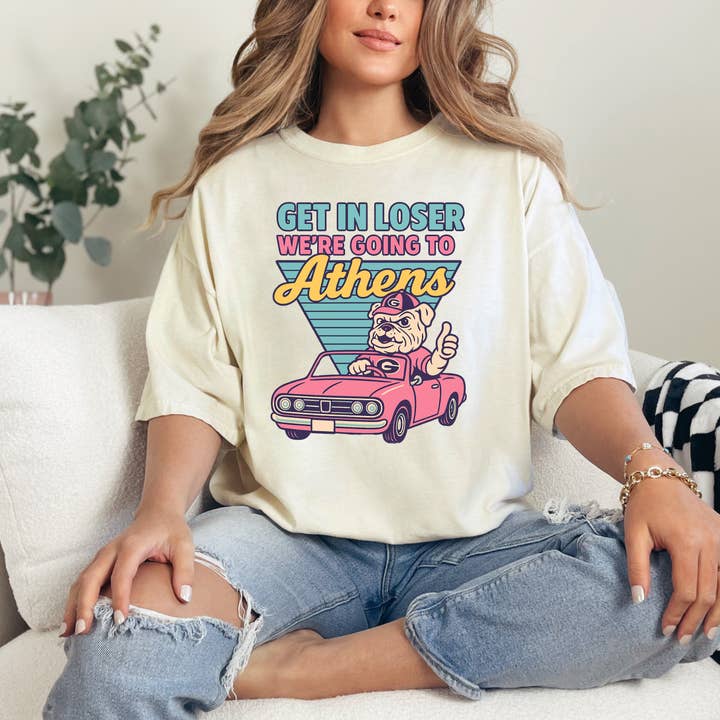 Simply You Customs - Wholesale T-Shirt (Graphic) - Women's - Get In Loser We're Going To Athens1