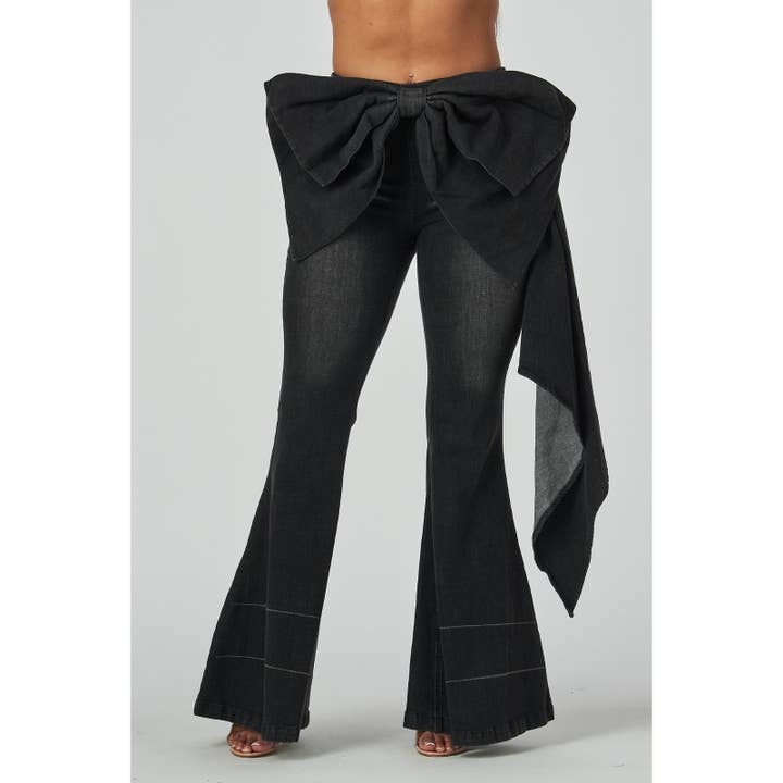 DENIM STATEMENT RIBBON FLARE JEANS für den Großhandel von Esmeray Clothing