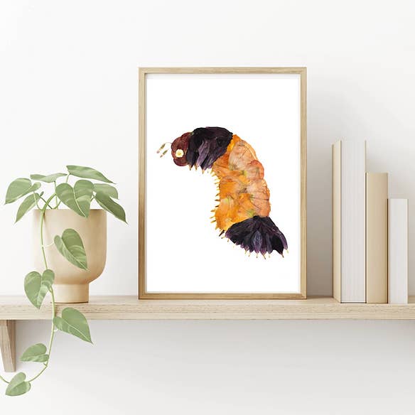 Wolly Worm 11 x 14 Print for wholesale by Mon Petit Chou Art and Design