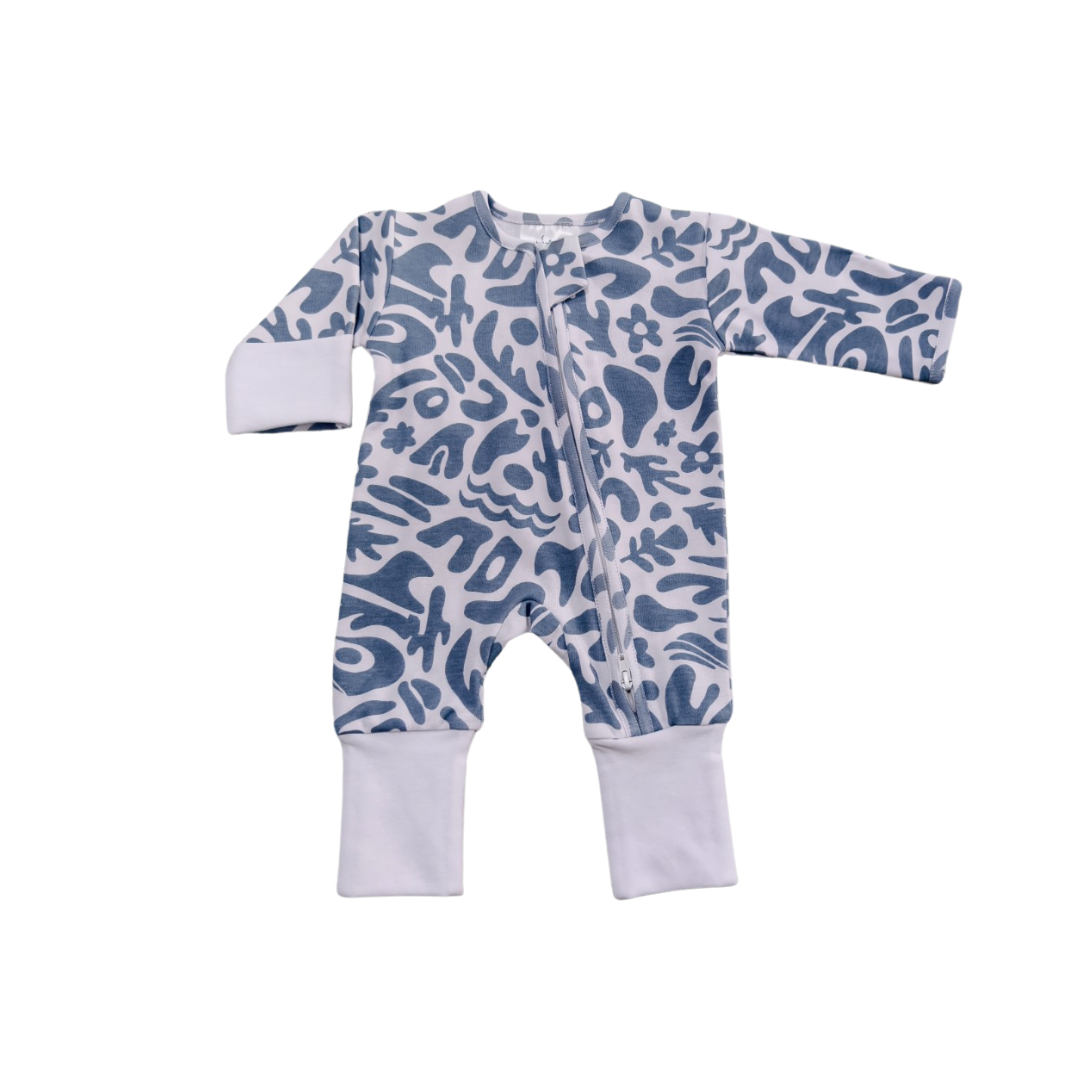 Anchor & Arrow - Wholesale Sleepsuit - Baby - NEW Long Zippy Romper - Blue Abstract3