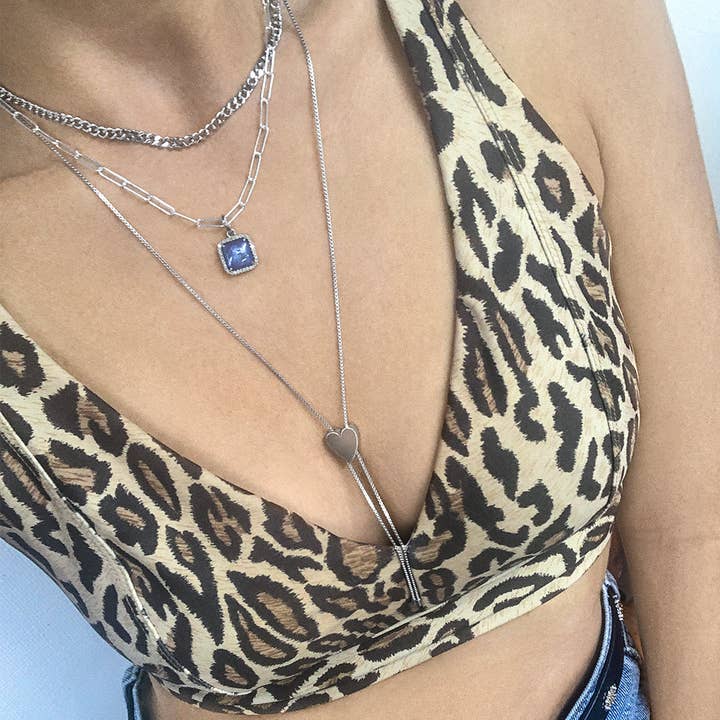 Adornia - Wholesale Pendant/Charm Necklace - Heart Bolo Necklace silver gold