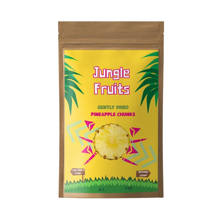 Gently Dried Pineapple Chunks 30g for wholesale by Jungle Fruits