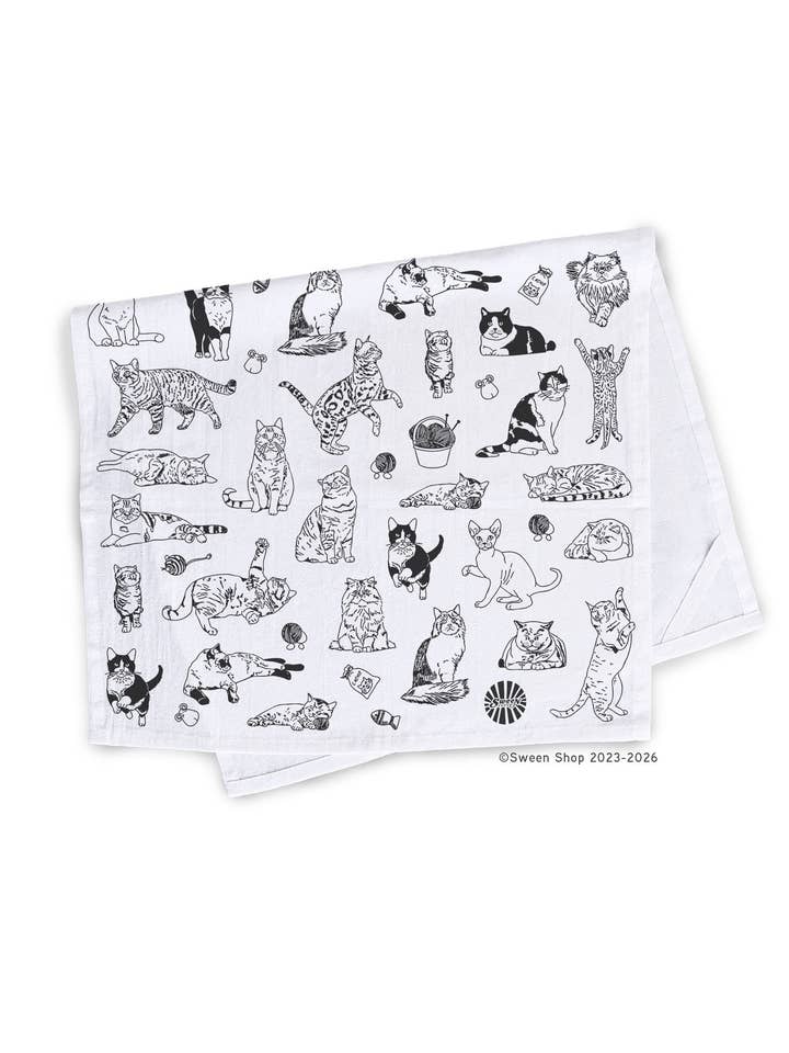 Cat Tea Towel - 100% Premium Cotton Kitchen Dish Cloth for wholesale by Sween Shop