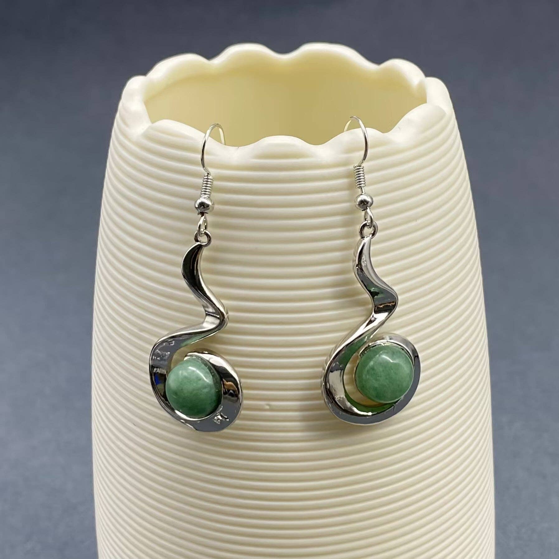 Mio Queena - Wholesale Dangle Earrings - Geometric Dangle Earrings Inlaid with Natural Stone - CS20