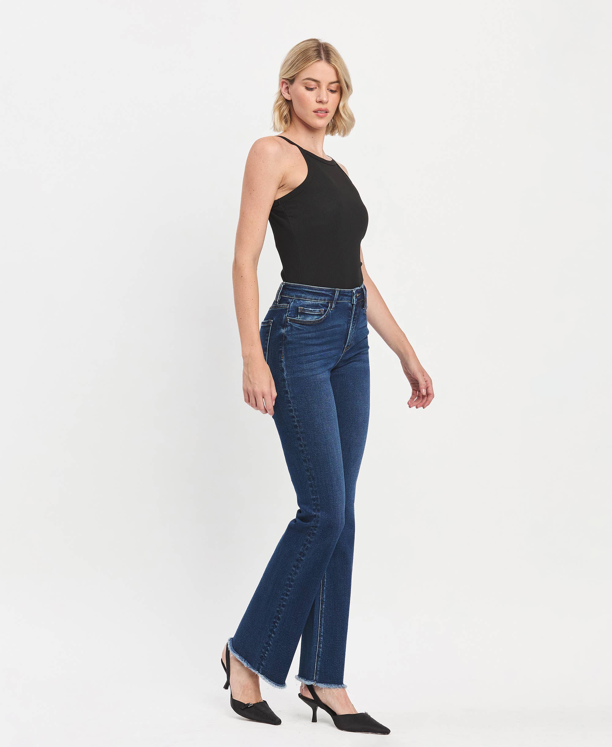 CHARGE D'AVION JEAN BOOTCUT TAILLE HAUTE À OURLET BRUT LV1483 en vente sur Faire5