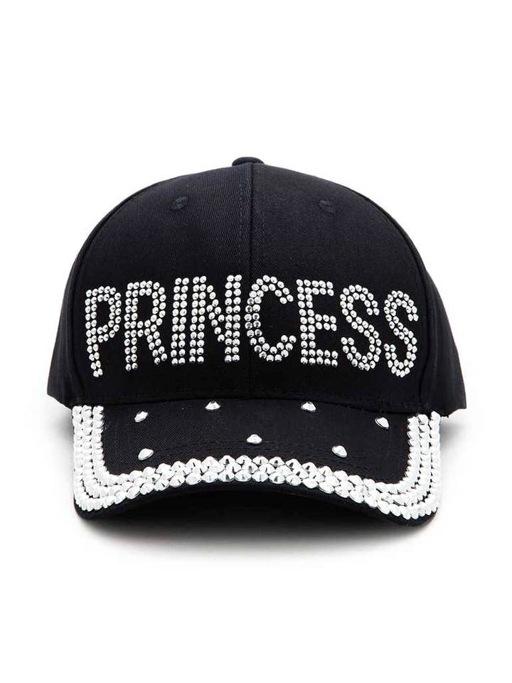 Casquette en jean à la mode ornée Crystal PRINCESS pour la vente par Artini Accessories