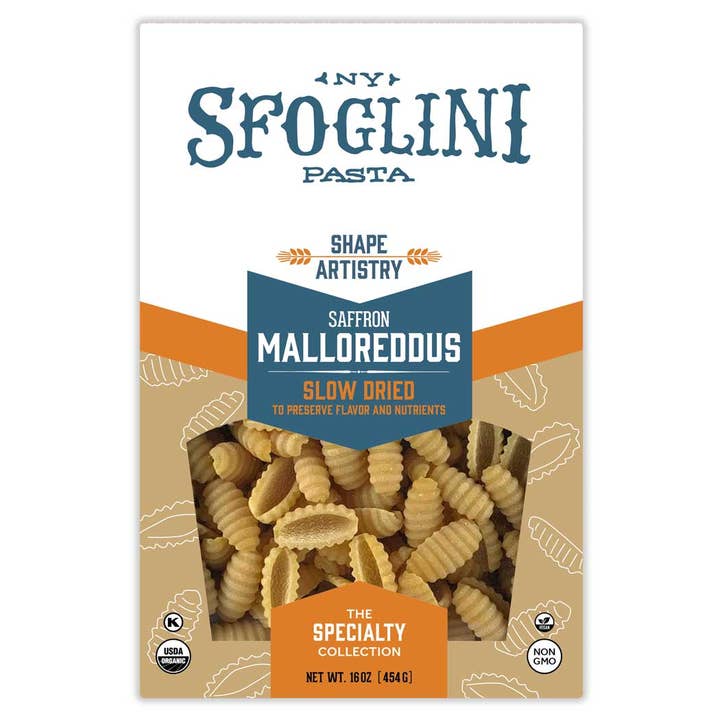 Sfoglini - Wholesale Pasta - Saffron Malloreddus, Organic Specialty Pasta