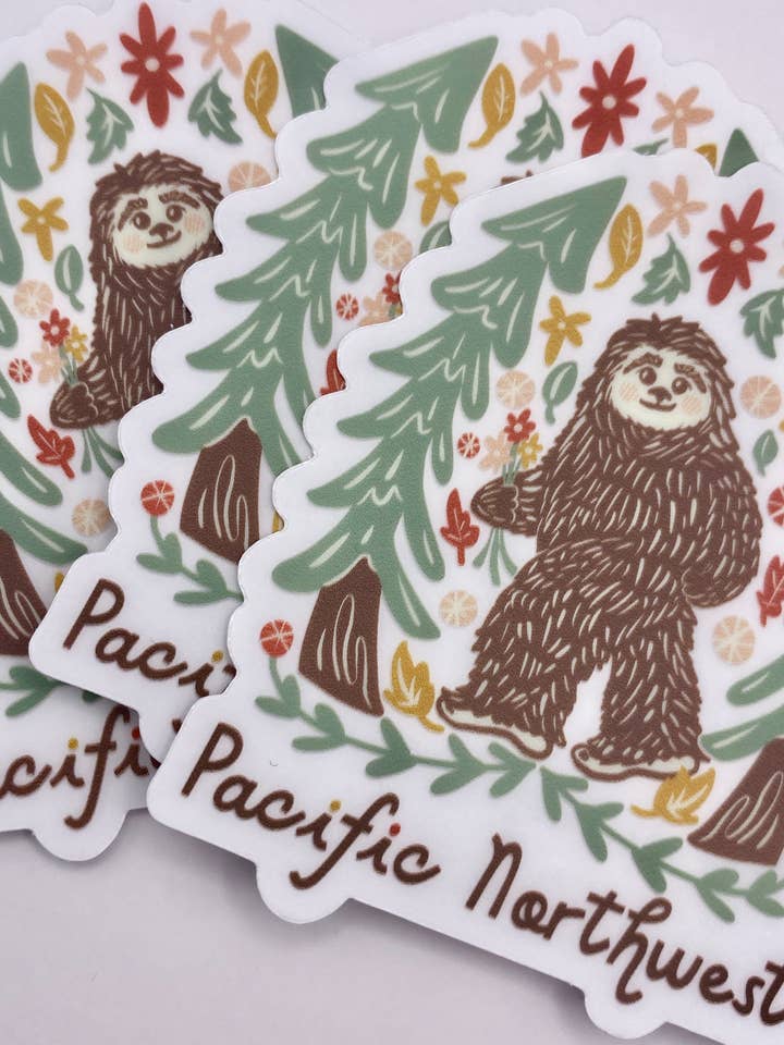 Bigfoot Sticker, Sasquatch, Pacific Northwest Sticker, PNW for wholesale by Melissa Pothier Art