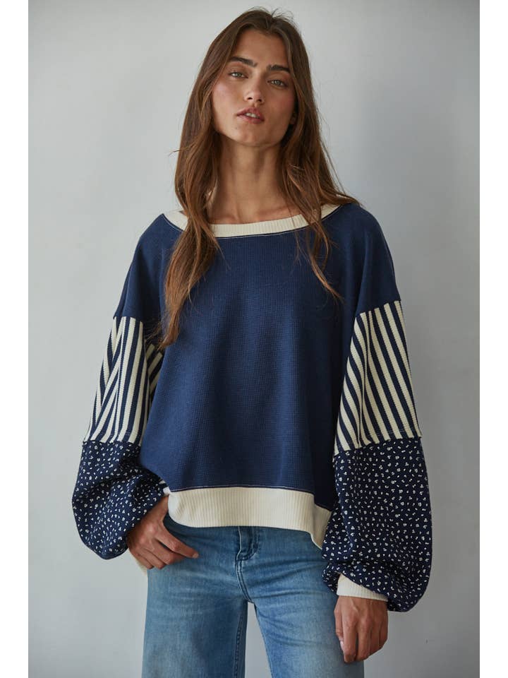 By Together - Wholesale Knit Top - Women's - L8697 | Knit Cotton Polyester Striped Floral Long Sleeve2