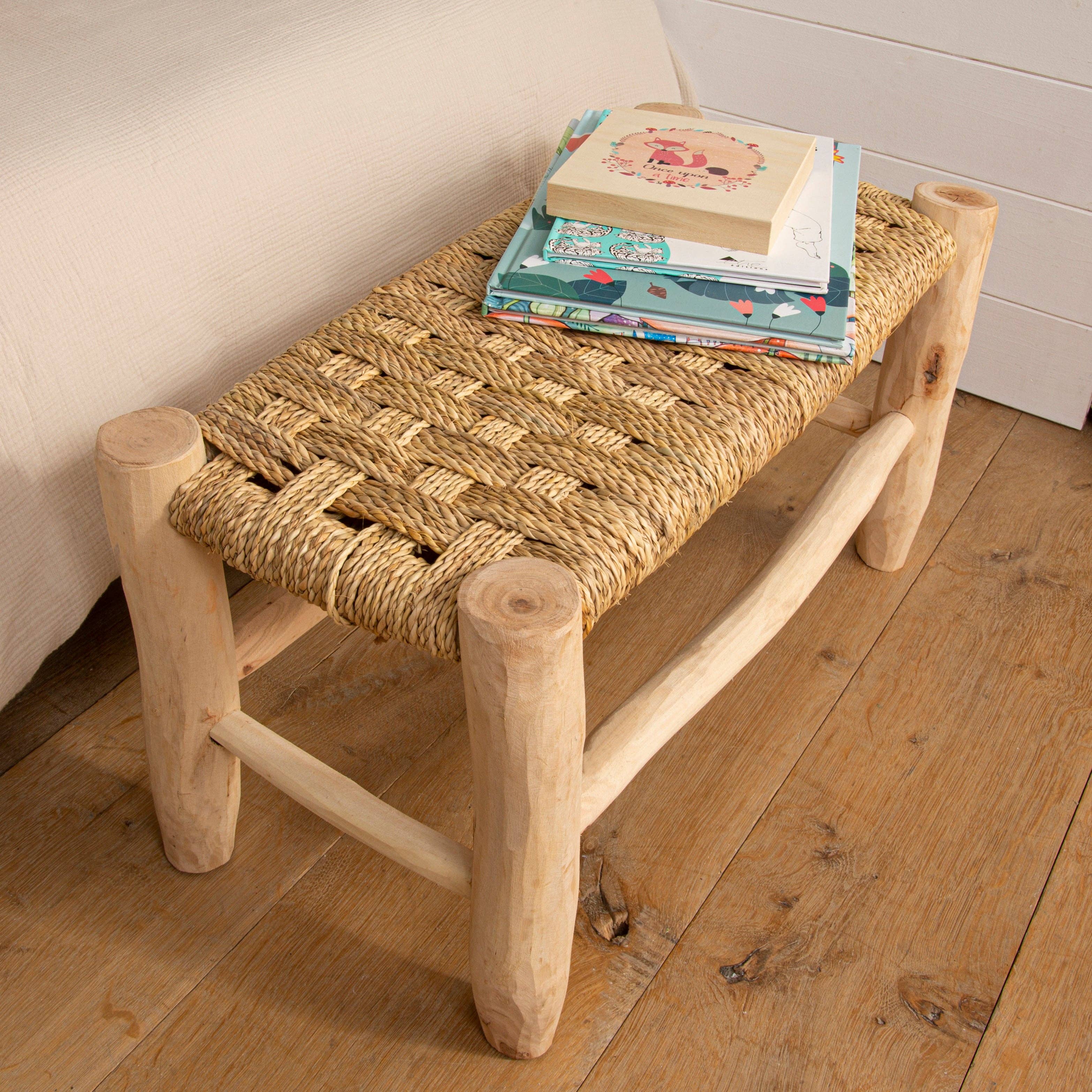 Bohome Living – Großhandel Bänke – Kleine marokkanische Bank aus Holz und Seil4