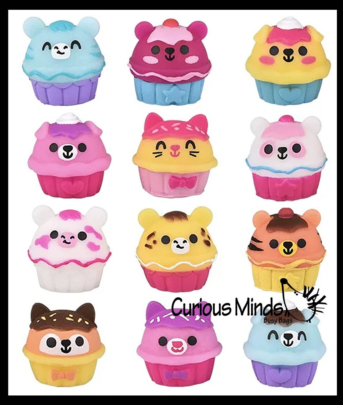 Curious Minds Toys - Vente Fidget/jouet anti-stress – enfant - 1 cupcake de nourriture pour animaux Mochi Squishy - Kawaii - Cute Individ1