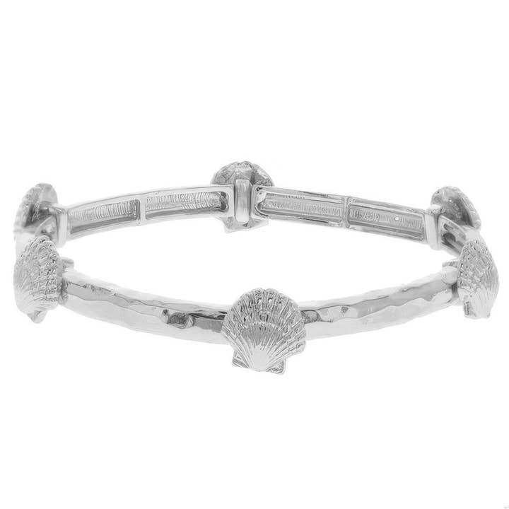 CC Wholesale Clothing - Wholesale Bangle Bracelet - Scallop Shell Hammered Finish Stretch Bracelet1