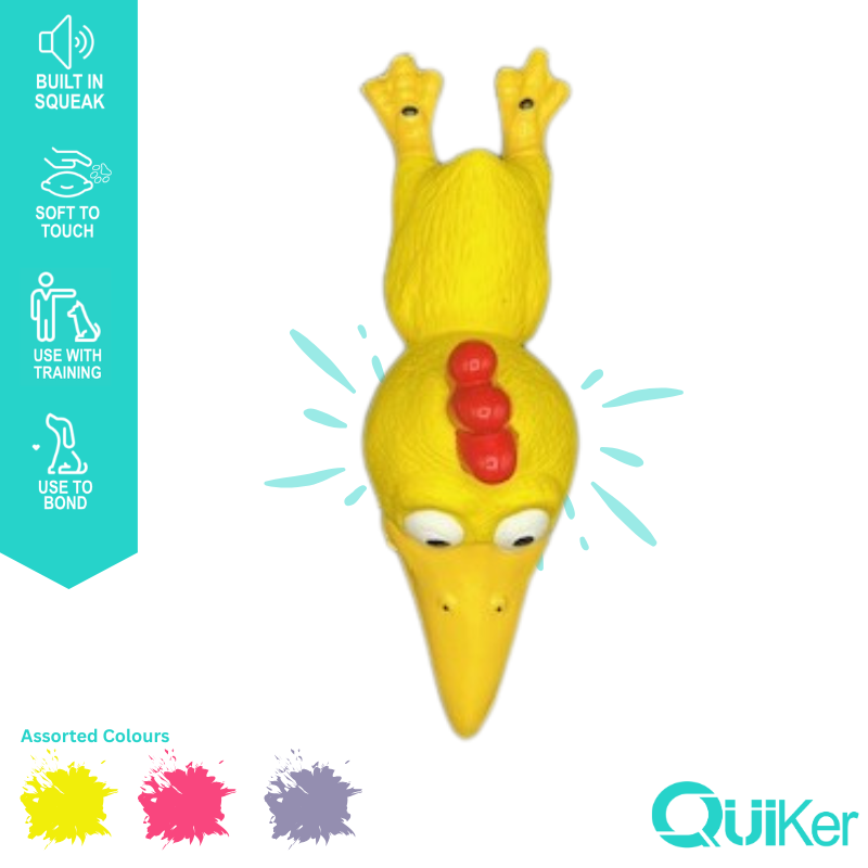Quiker Pet Products – wholesale Pet squeaky toy – Dog – Latex Squeaky Big Head Chicken Dog Toy - 72pk2