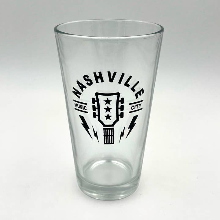 Nashville Music City Guitar Pint Glass for wholesale by Cotton Mule