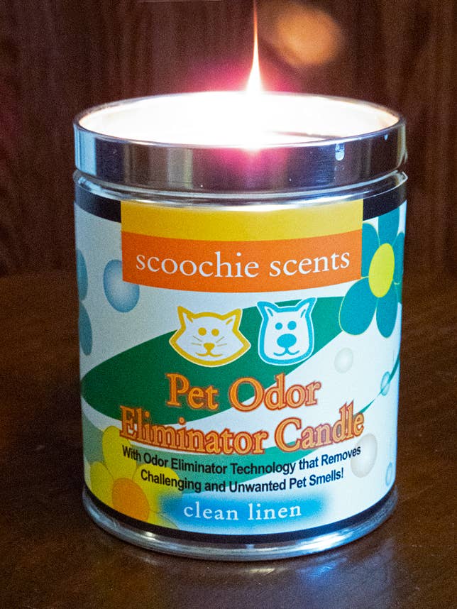 Scoochie Scents Clean Linen Pet Odor Eliminator Candle Tin for wholesale by Scoochie Pet Products