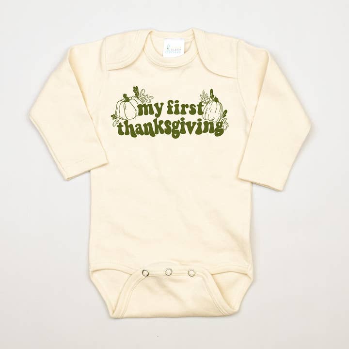 My First Thanksgiving | Retro Style Baby Bodysuit for wholesale by Cuddle Sleep Dream