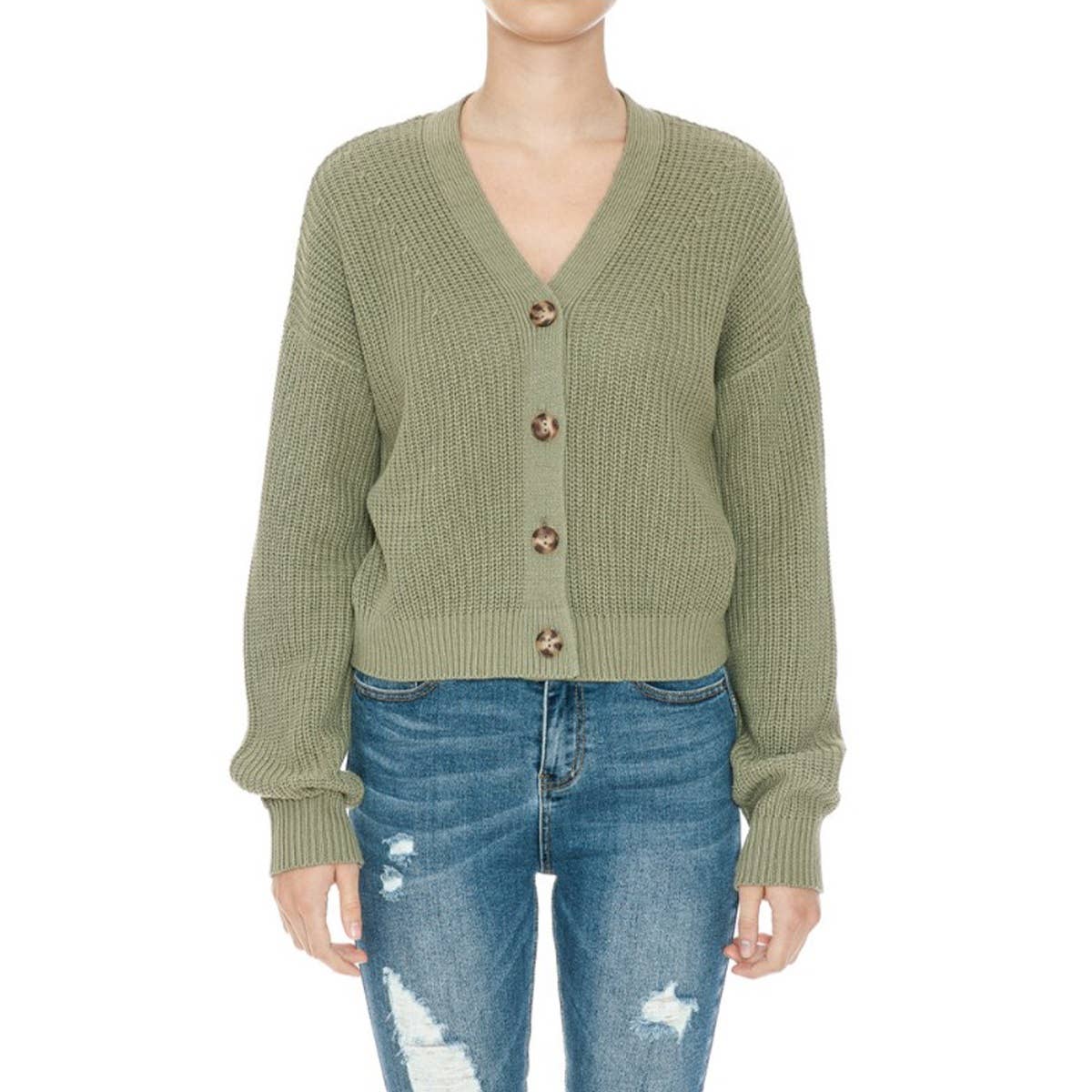 Timeless - Wholesale Cardigan - Women's - V Neck Long Sleeve Crop Cardigan Sweater0